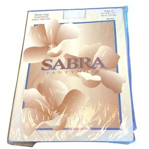 Vintage 80s 90s SABRA White Sheer‎ Leg Pantyhose, Size A Hosiery